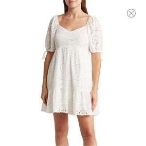 Anthem the Label white‎ eyelet puff sleeve dress